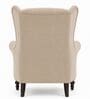Havenly Teak Wood High Back Wing Chair With Suede Fabric In Beige Colour