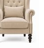 Havenly Teak Wood High Back Wing Chair With Suede Fabric In Beige Colour
