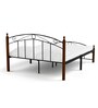 Haya Queen Size Metal Bed In Black Finish With Wooden Post