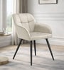 Hazel Velvet Fabric  Arm Chair In White Color