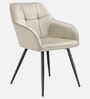 Hazel Velvet Fabric  Arm Chair In White Color