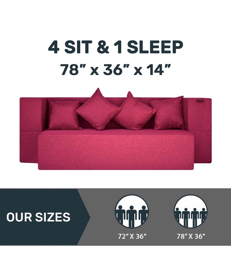 Buy HD Foam (78x36) 3 Seater Single Size 14 inch Sofa Cum Foldable