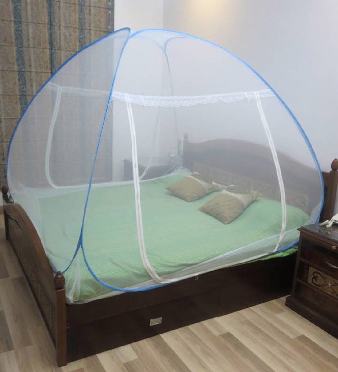 Buy Healthgenie Premium Double Bed Blue Polyester Foldable Mosquito Net