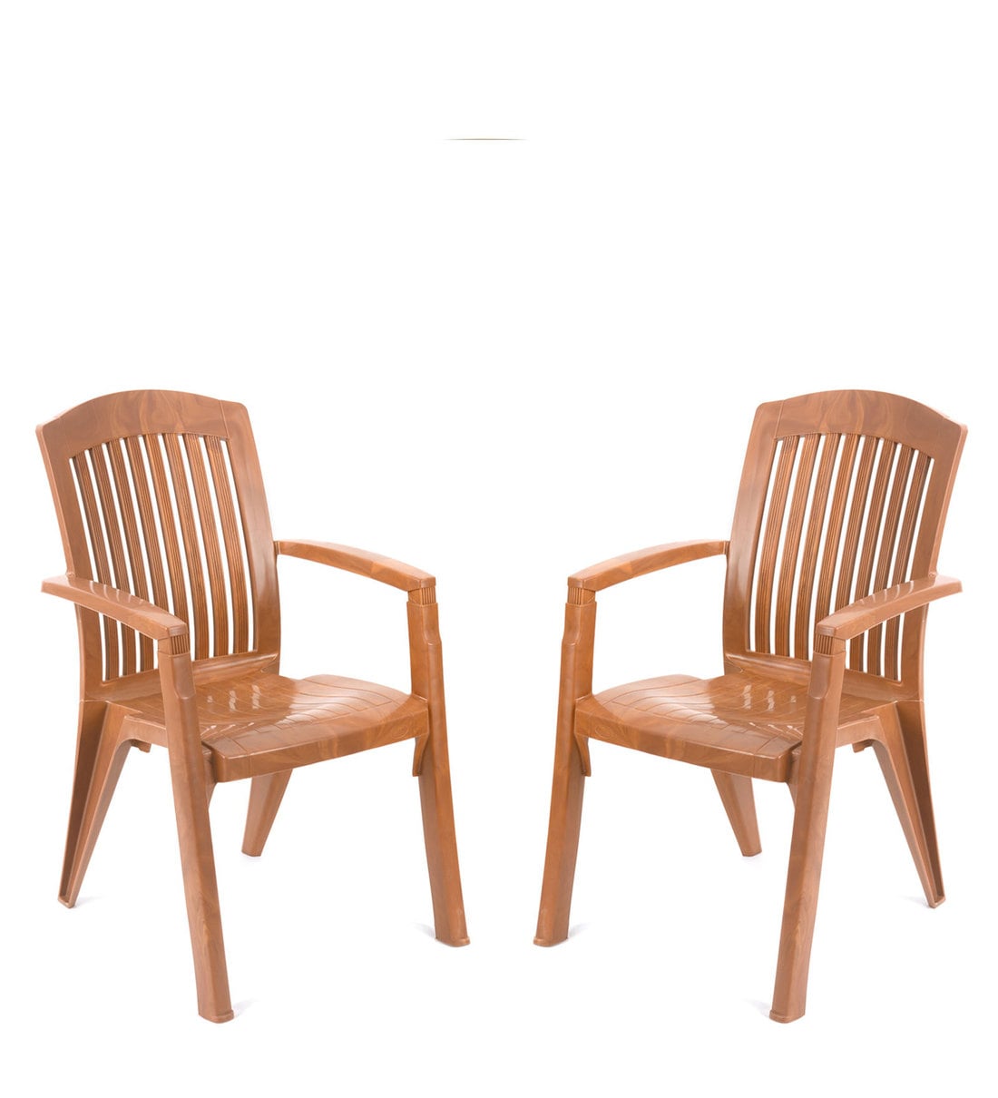 Buy Heritage Plastic Chairs (Set of 2) in Pear Wood Colour by Nilkamal Online Armed Plastic