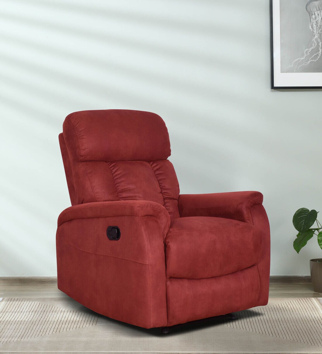 Buy Vintter Fabric 1 Seater Manual Recliner in Wine Red Colour by CasaCraft Online Manual 1
