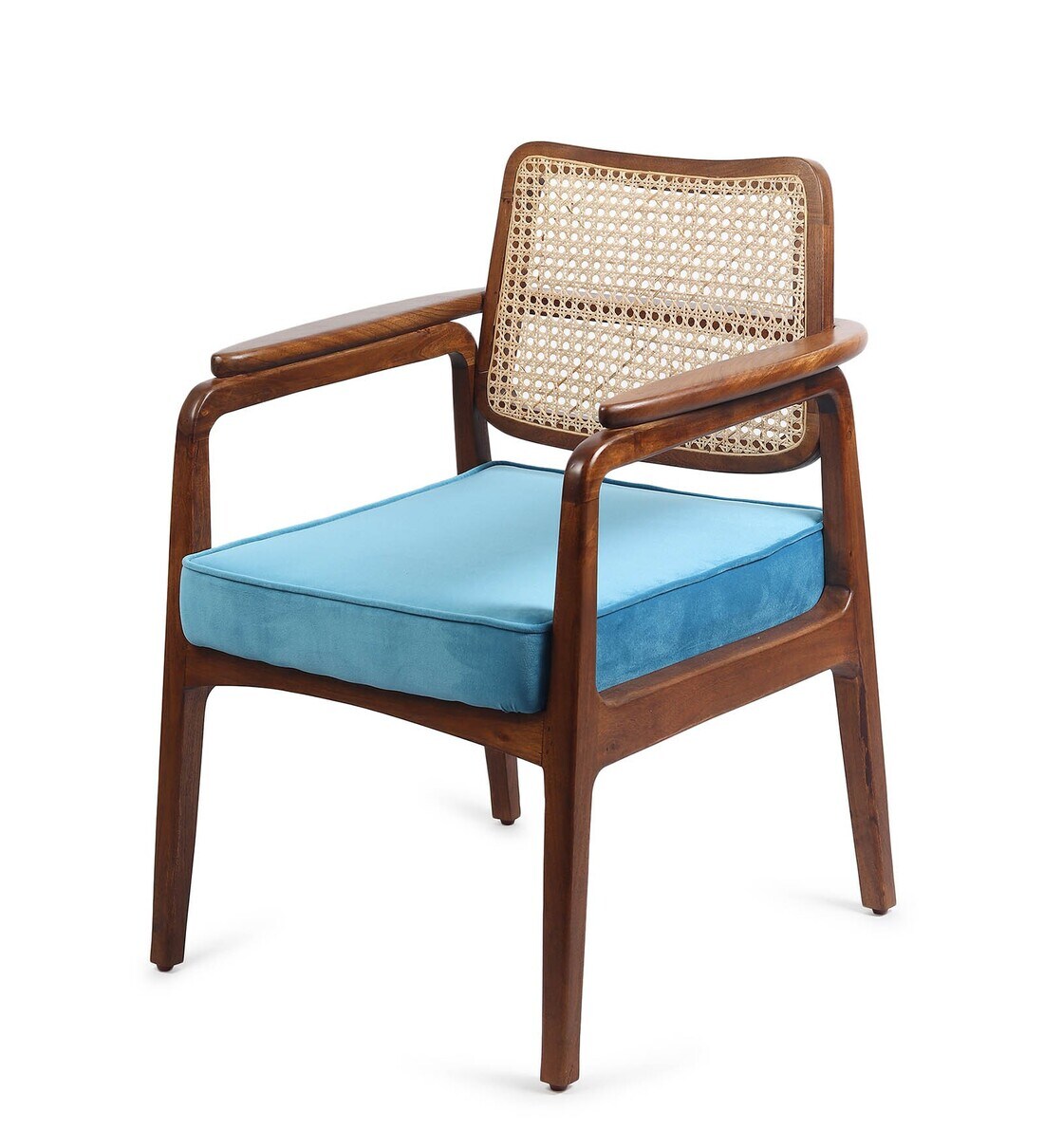 Buy Hertz Solid Wood Arm Chair in Brown & Blue Color at 54% OFF by