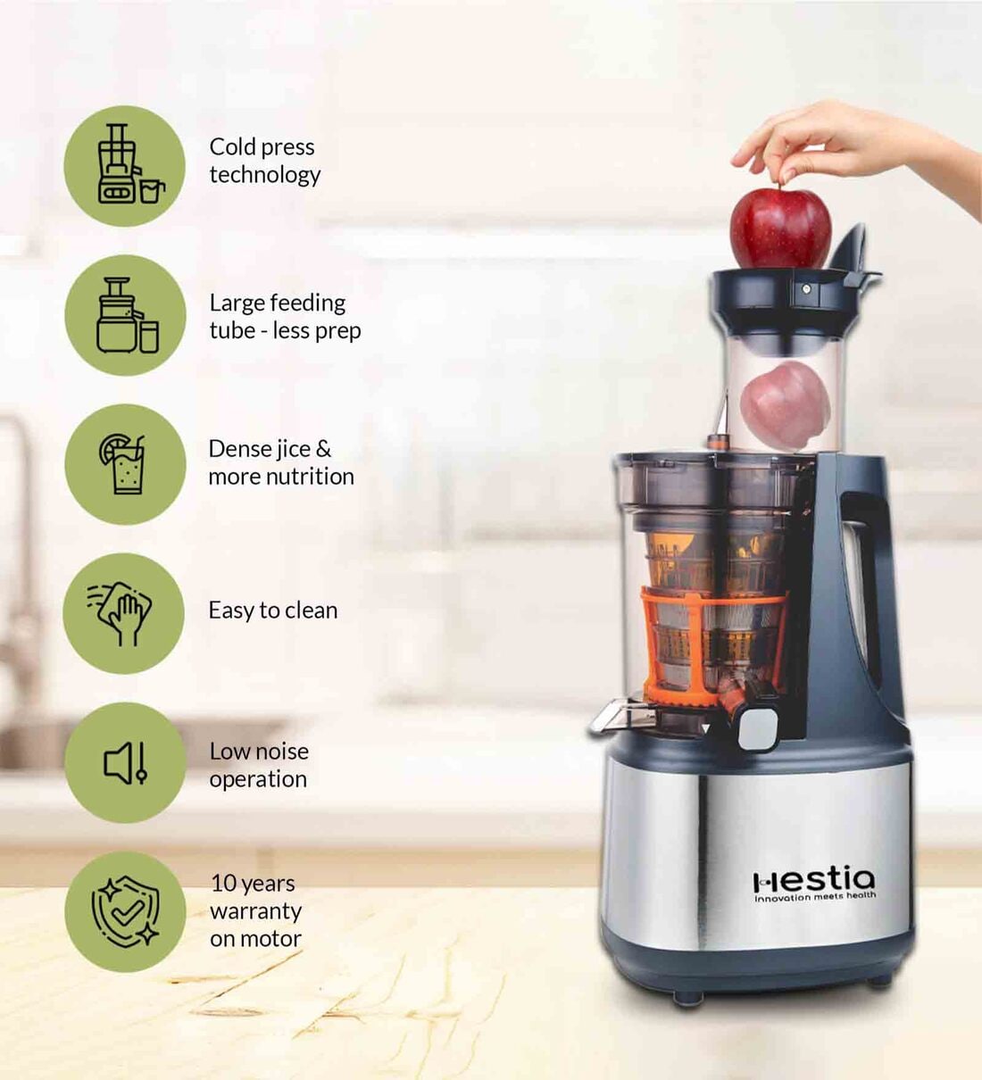 Buy Hestia Appliances NutriMax Cold Press Juicer Grey Online
