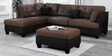 Heather Fabric RHS Sectional Sofa ( 3+ Lounger) in Brown & Black Colour