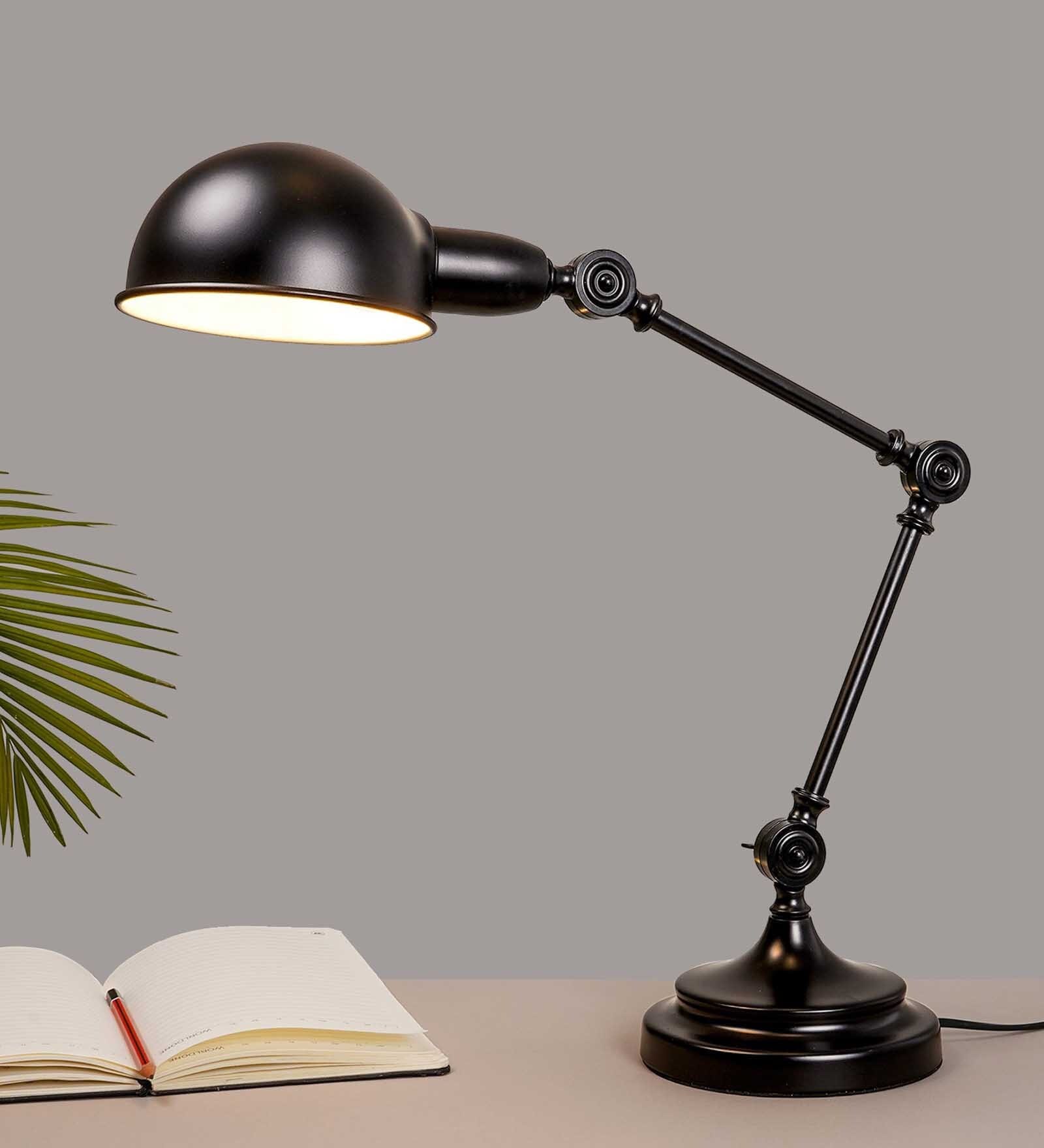 Maurice Black Study Lamp With Metal Base