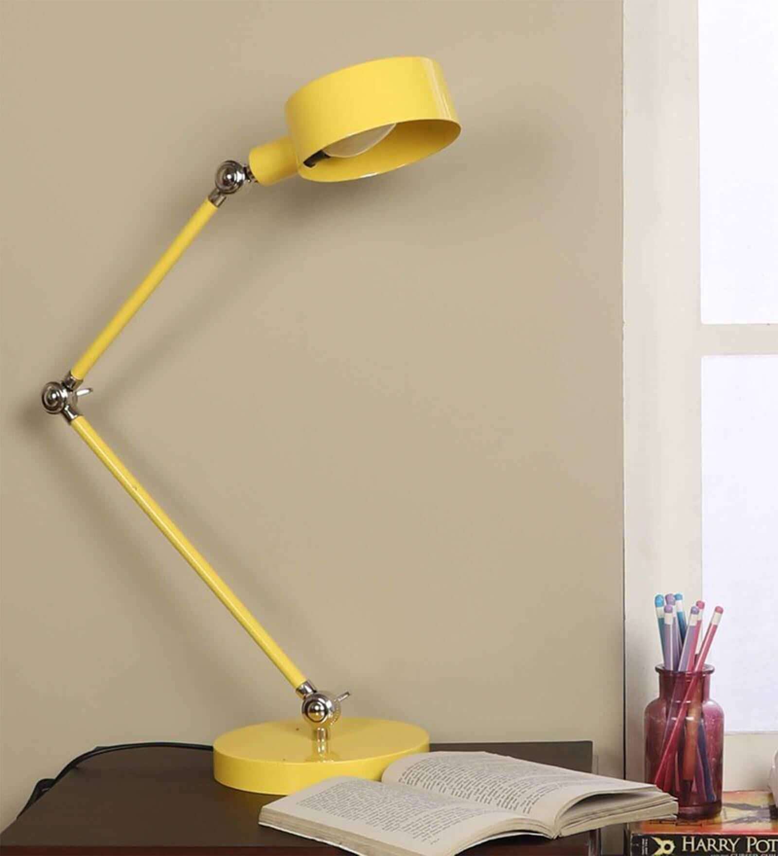 Healy Yellow Iron & Brass Study Lamp