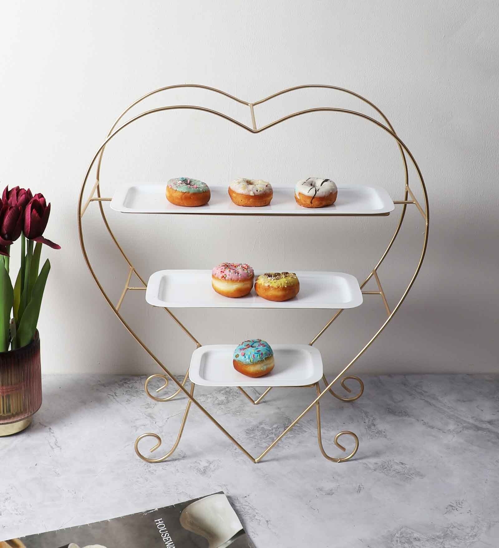 Heart Shape Gold & White Platter