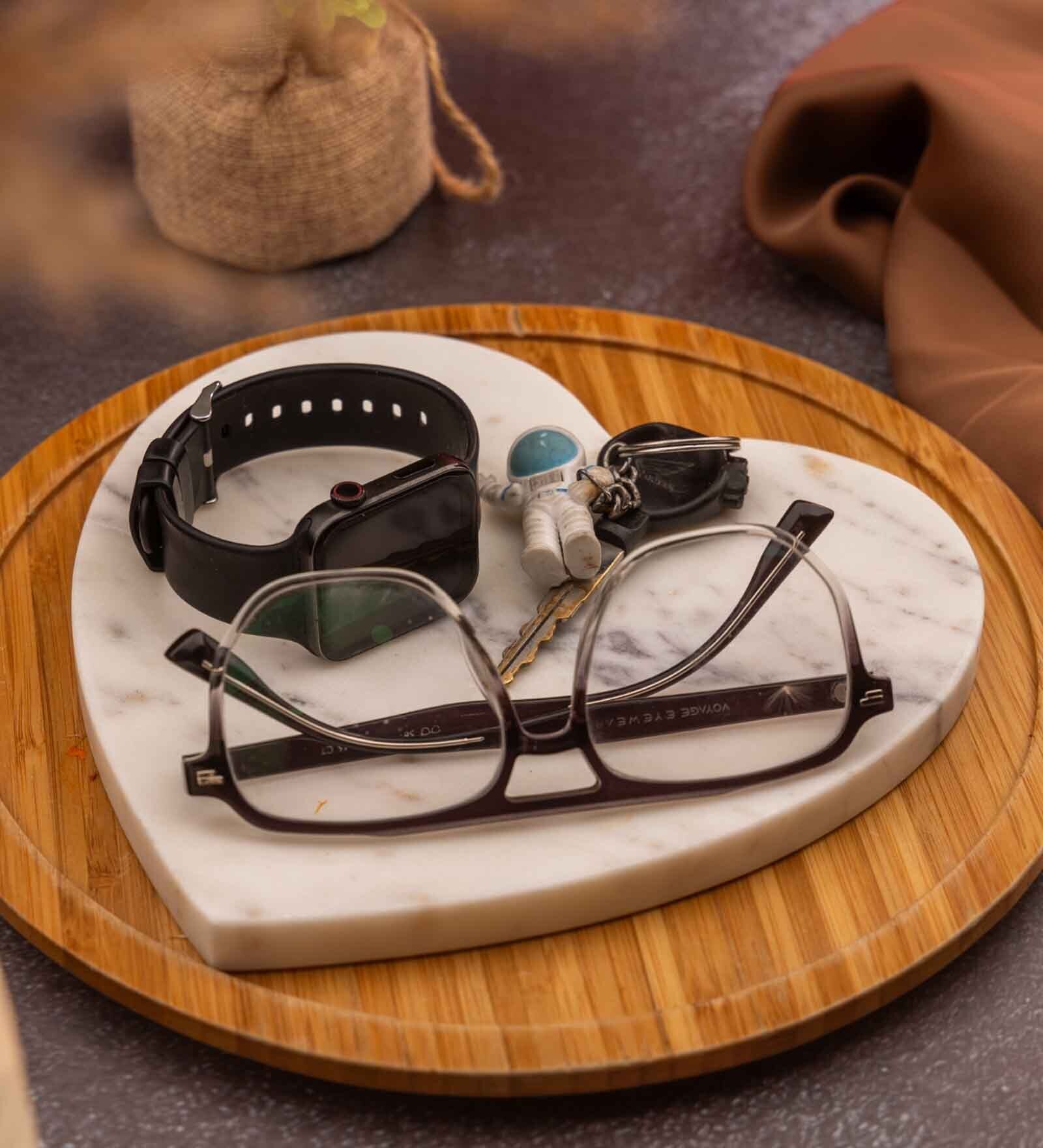 Heart Shape Marble Platter for Kitchen Dining Table Cake, Fruit, Party