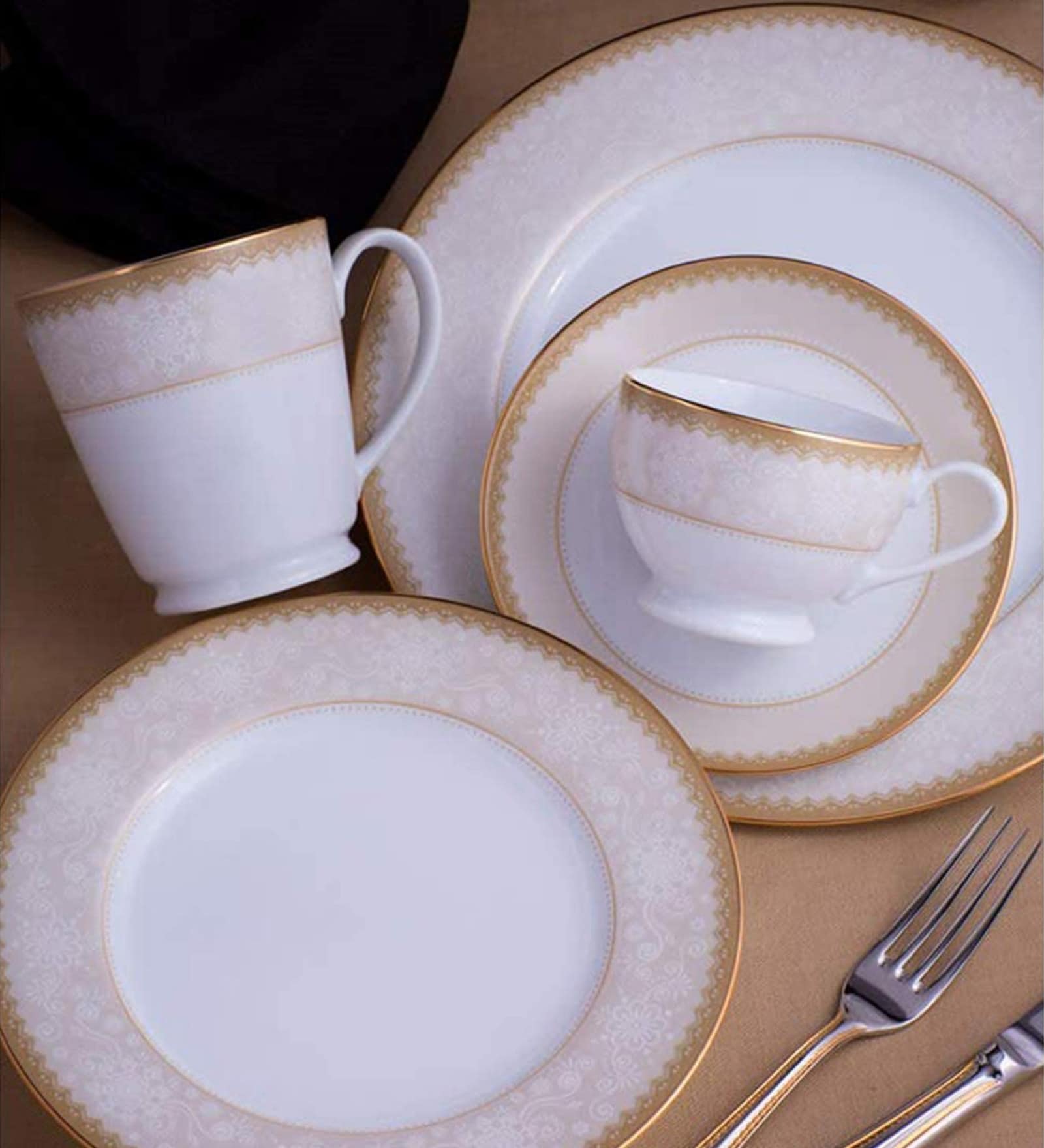 Hearth Collection Gold & White Porcelain (Set of 1) Coffee Mugs