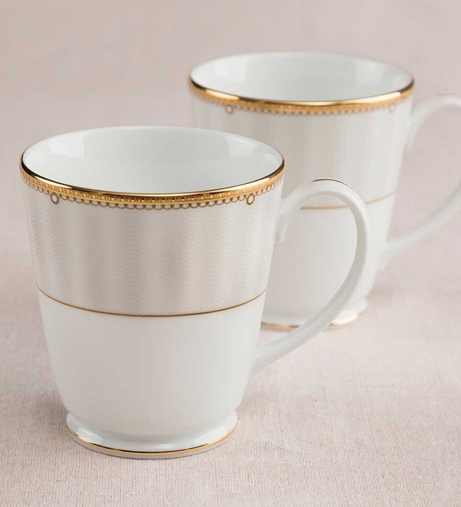 Hearth Collection Gold & White Porcelain (Set of 2) Coffee Mugs
