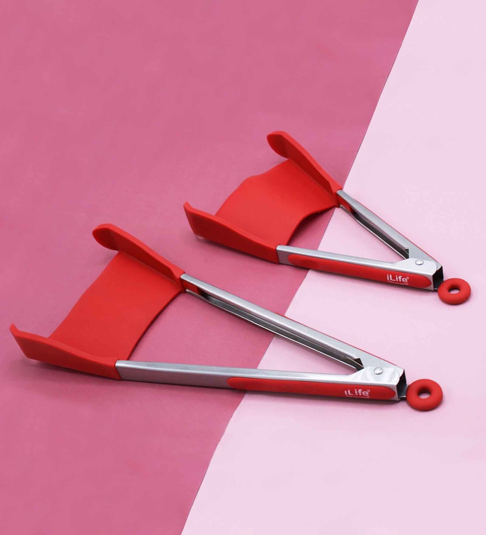 Heavy Duty Red Silicone (Set of 2) Kitchen Tong