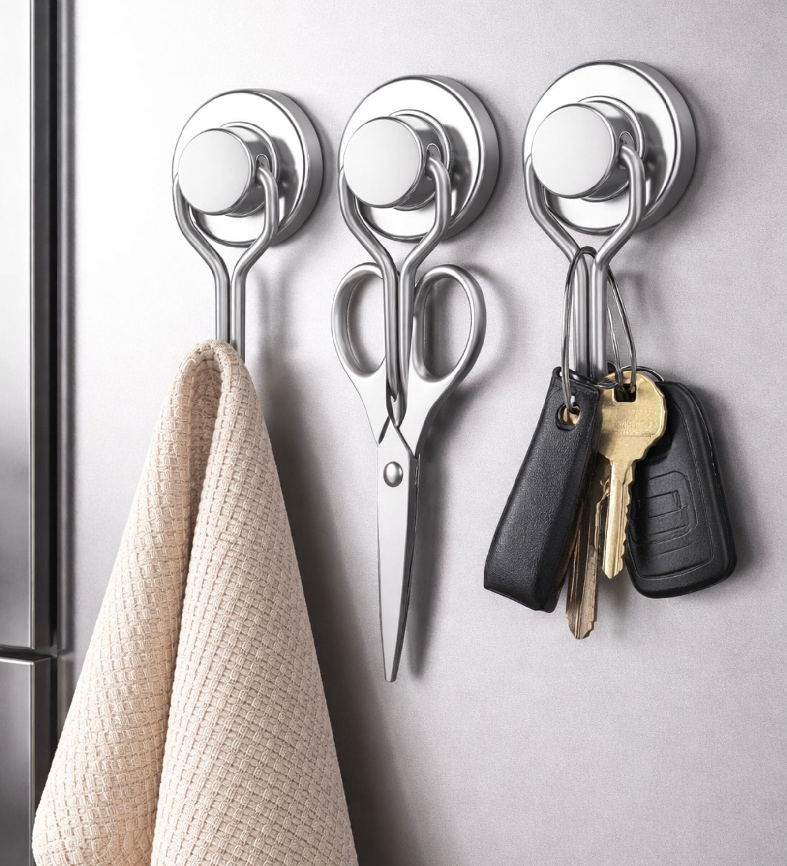 Heavy Duty Silver Magnets Refrigerator Fridge Hanging (3 Pack )