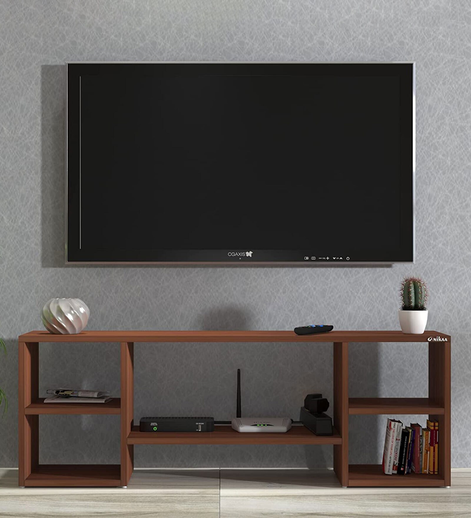 Heider TV Console in Walnut Finish for TVs up to 65"