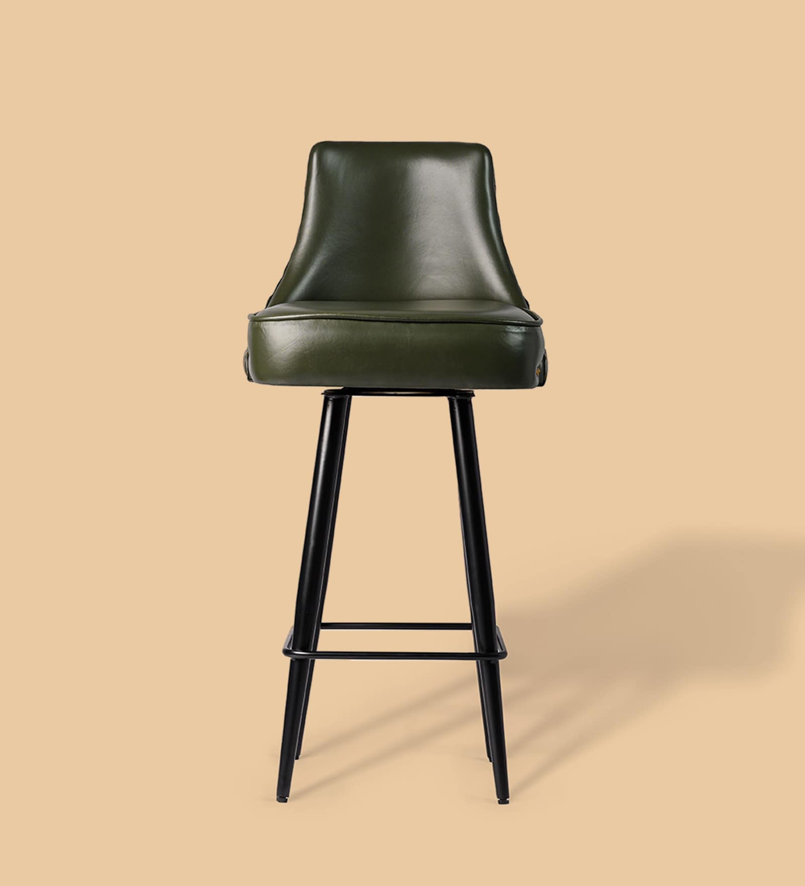 Heirloom Leather Bar Chair In Olive Green Colour