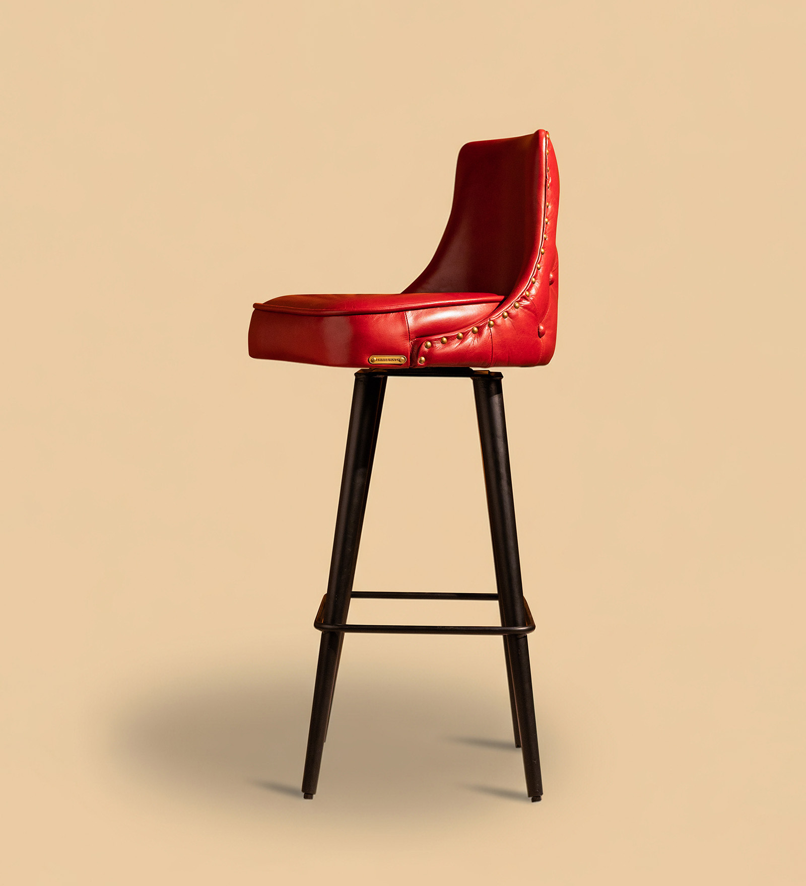Heirloom Leather Bar Chair In Red Colour