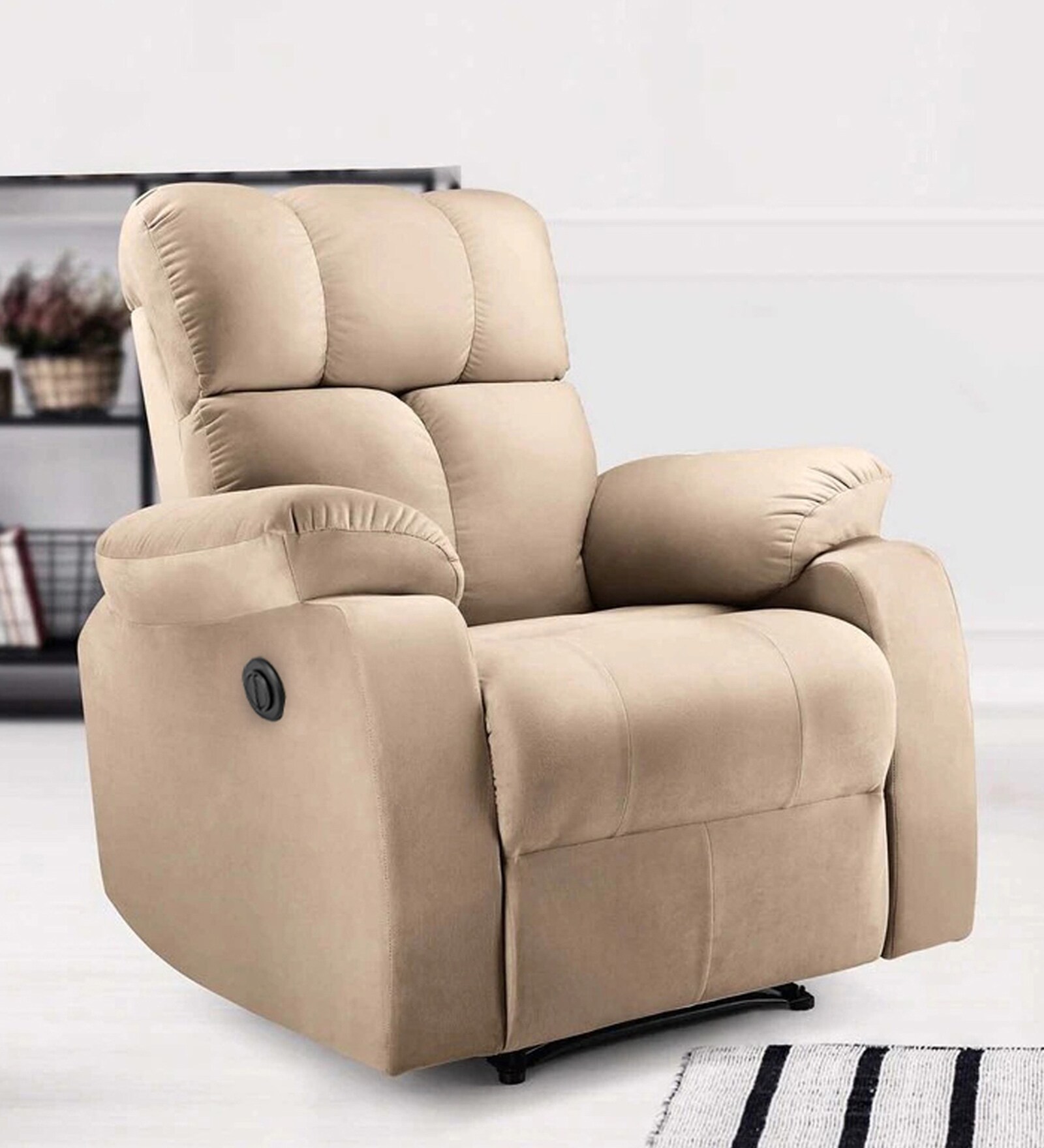 Helios Fabric Motorized 1 Seater Recliner In Beige  Colour