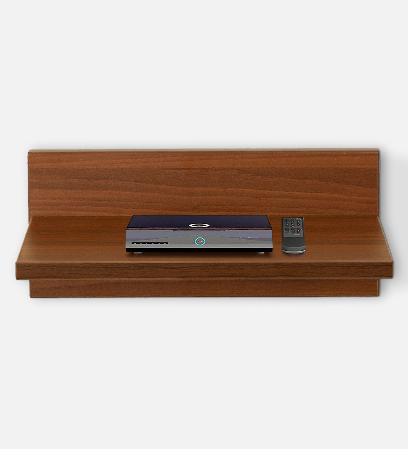 Helios Engineered Wood Wall Mounted TV Shelf in Brown Colour