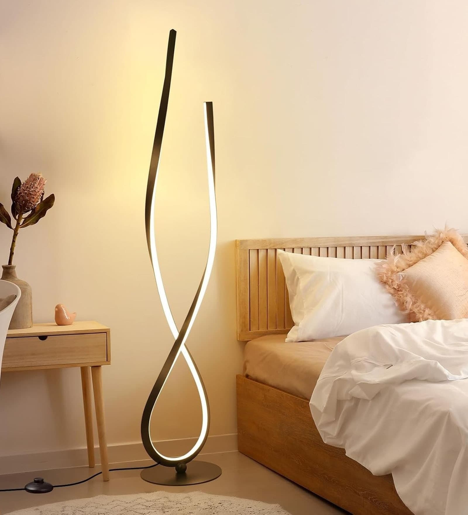 Helix Aurora Black LED Floor Lamp 75W Tri-Color Modern Standing Light