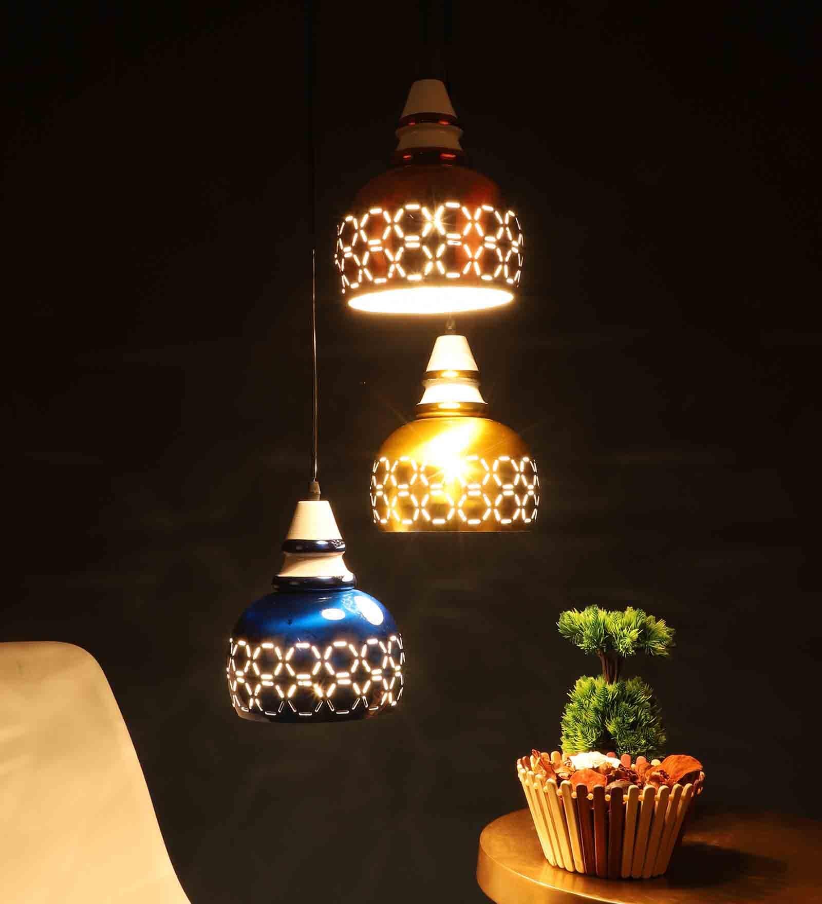 Helmet Red Yellow Blue Metal Cluster Hanging Lights