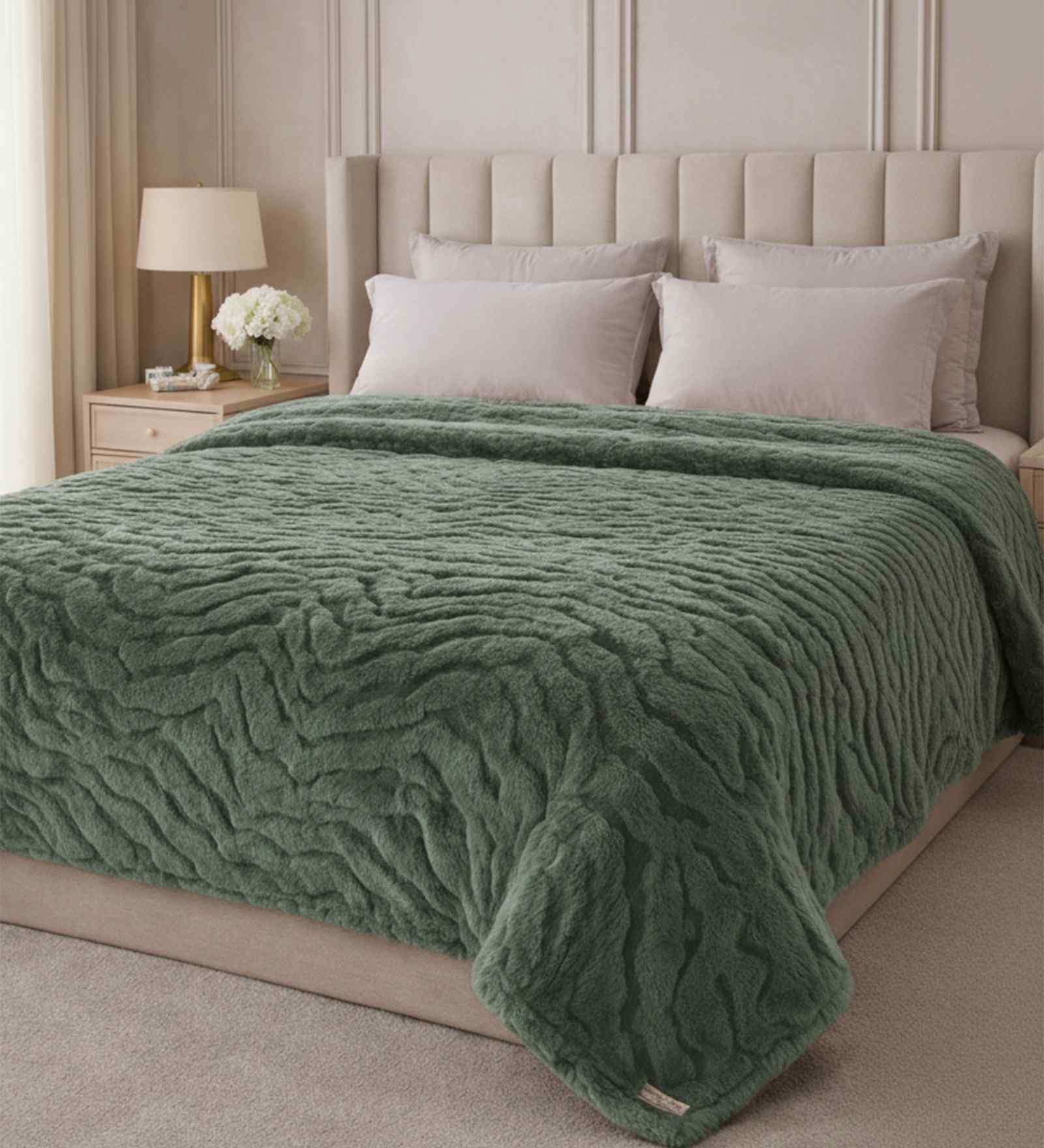 Hemlock Green Solid Microfiber Ultra Soft 300GSM Double Bed Quilt
