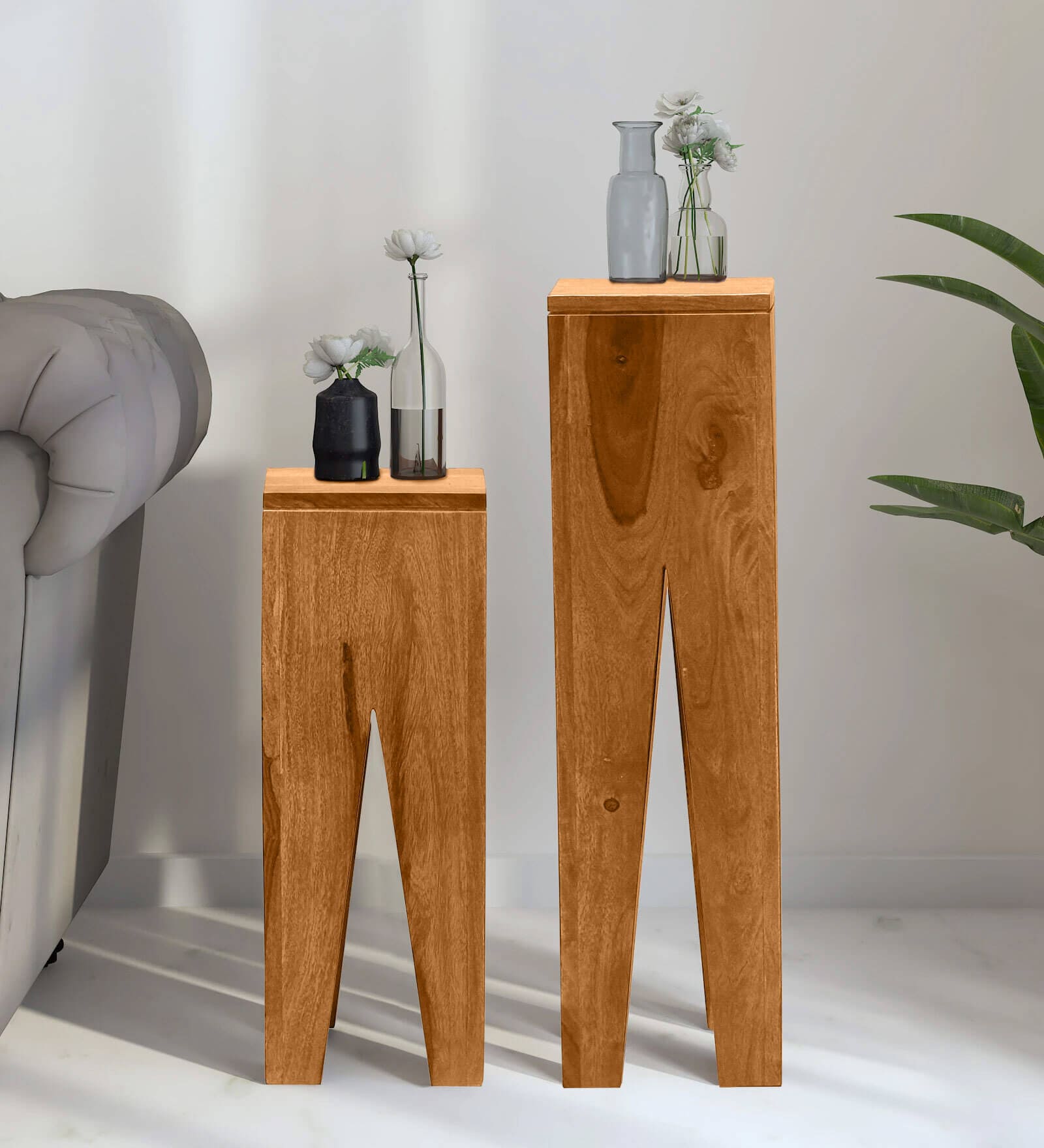 Buy Hening Sheesham Wood End Table In Rustic Teak Finish at 13 OFF by