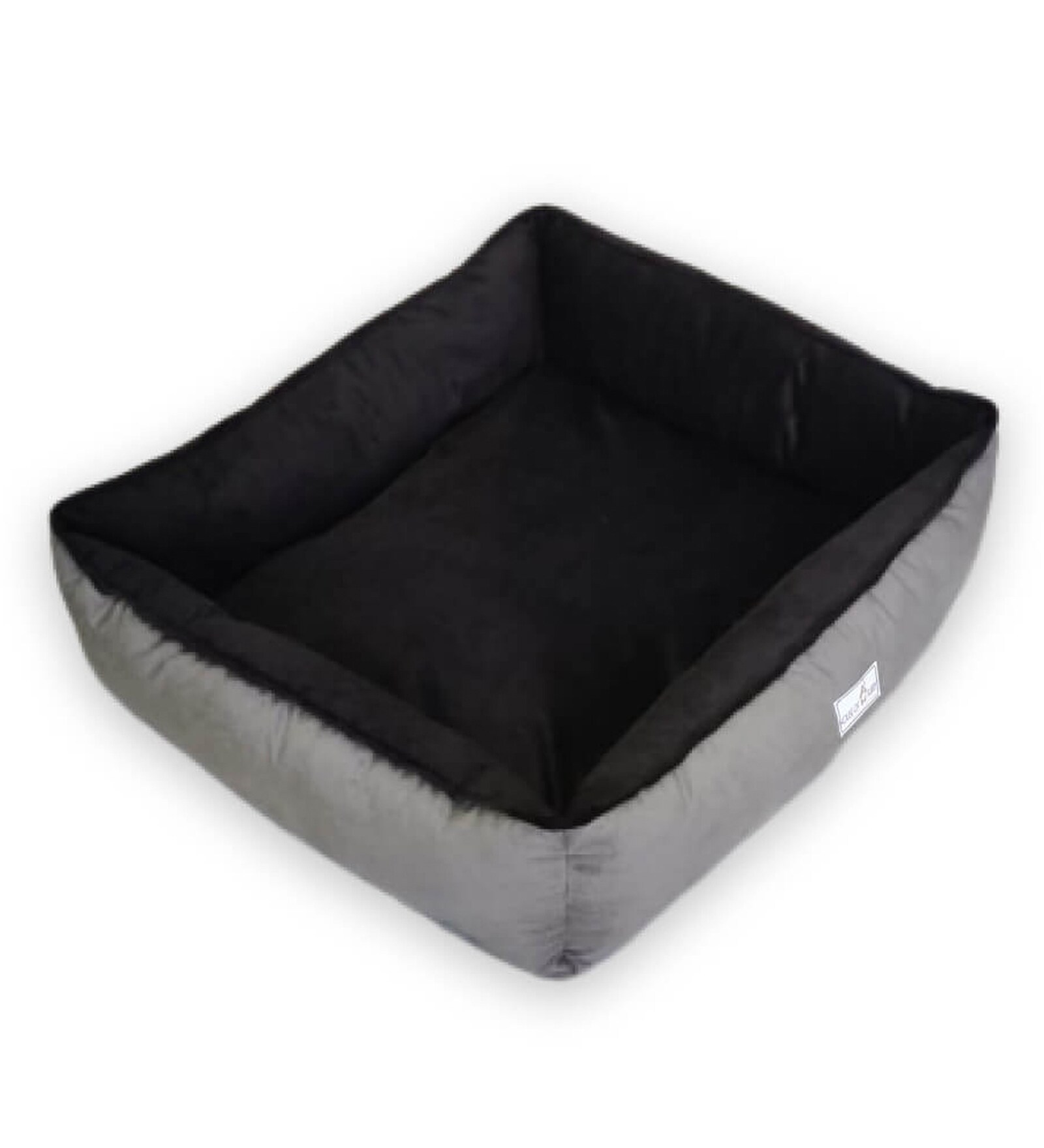 Henlo- Small Grey & Black Turkish Velvet Bolstered Pet Bed