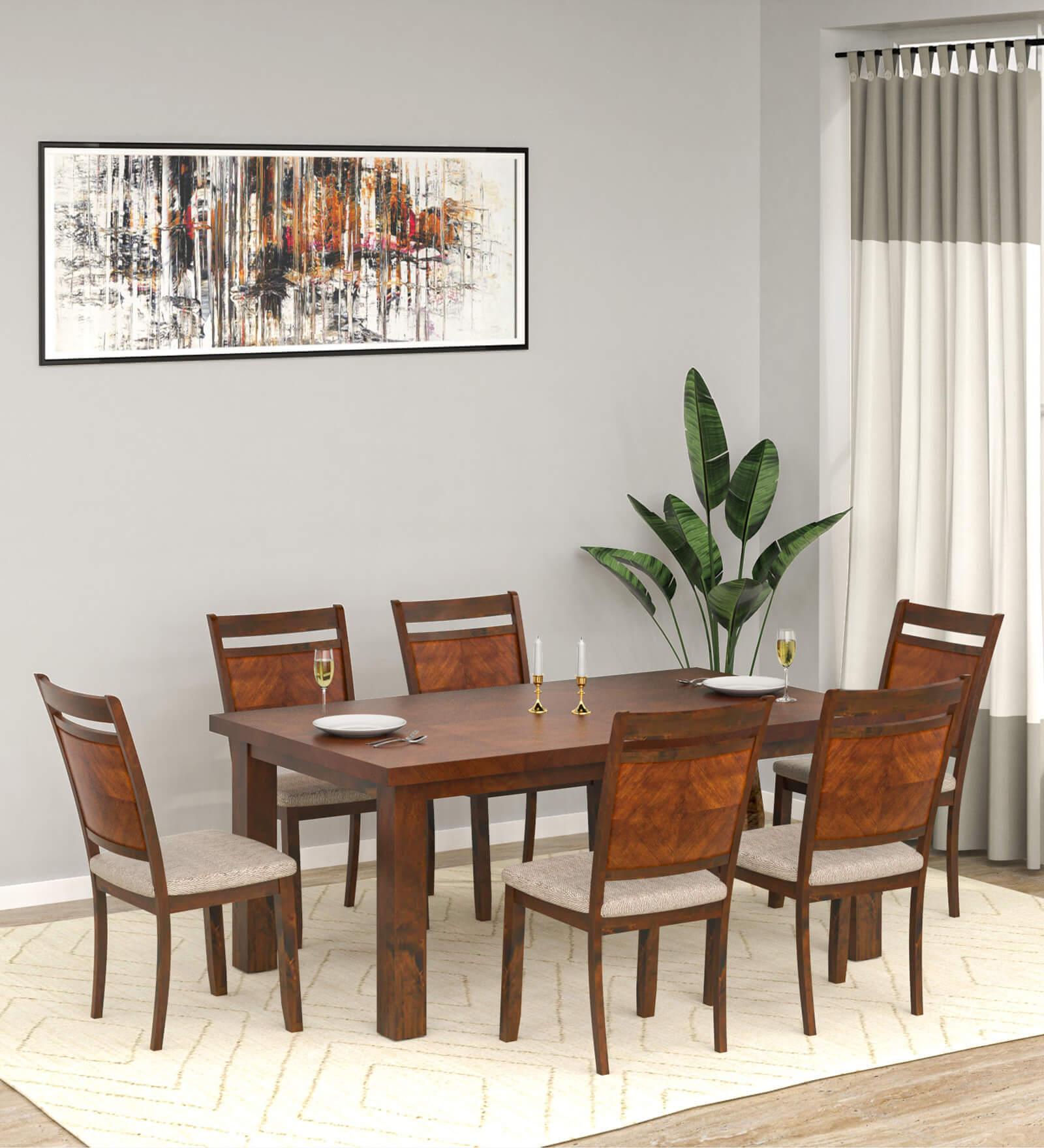 Henry 6 Seater Dining Set in Antique Oak Finish