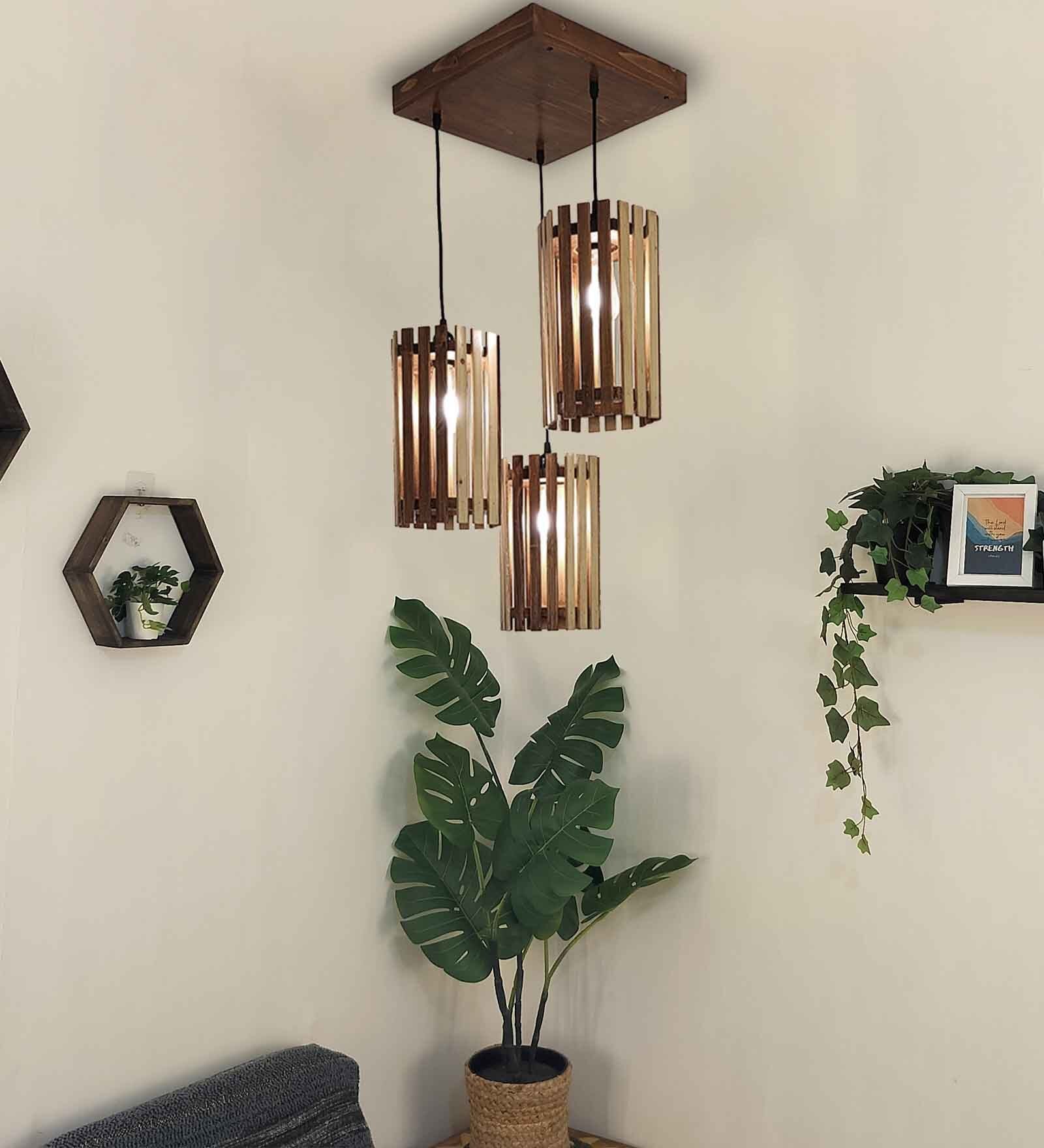 Hexa Beige & Brown Cluster Hanging Lamp Hexa Beige & Brown Cluster Hanging Lamp