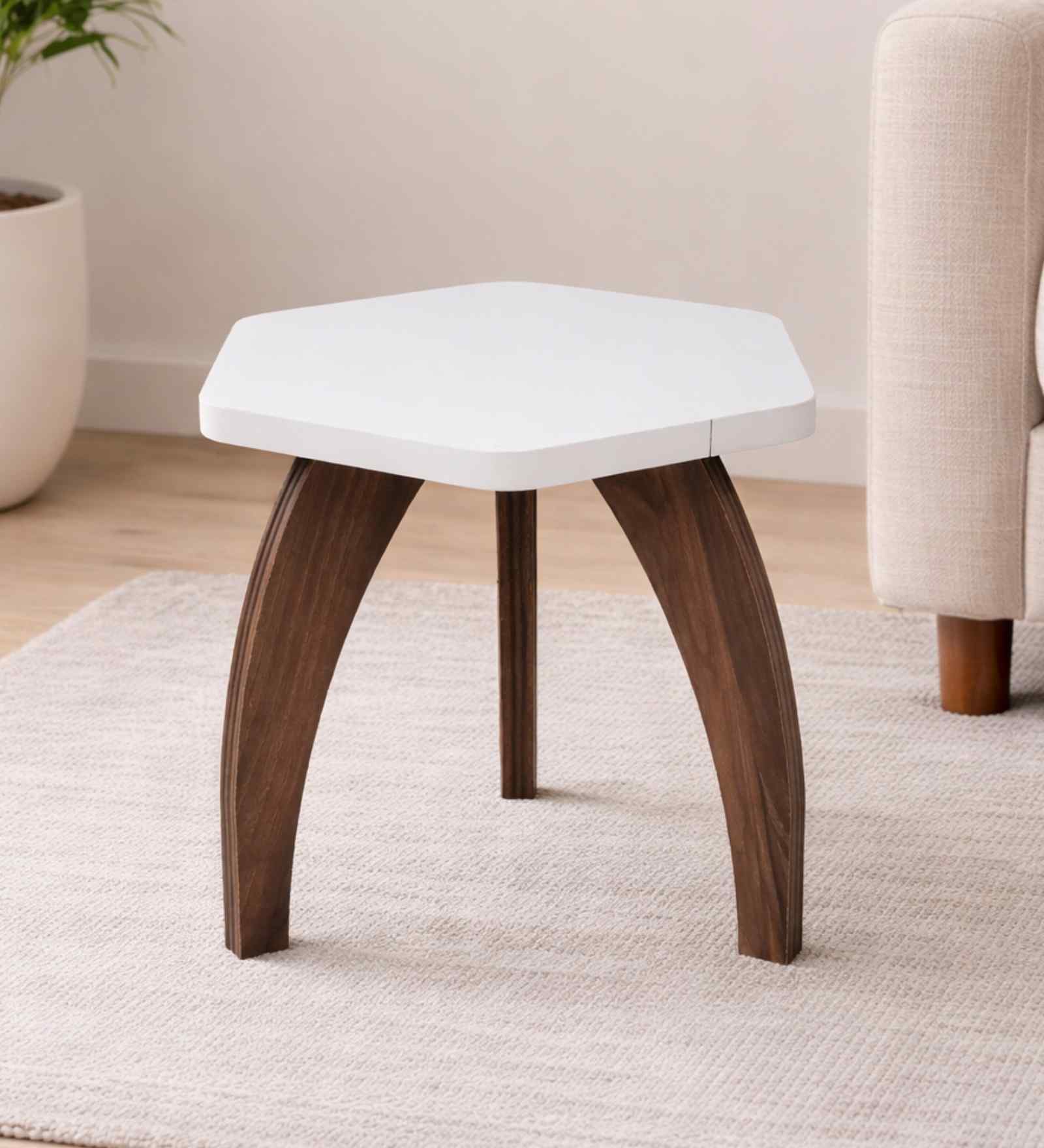 Hexa Table in White Finish