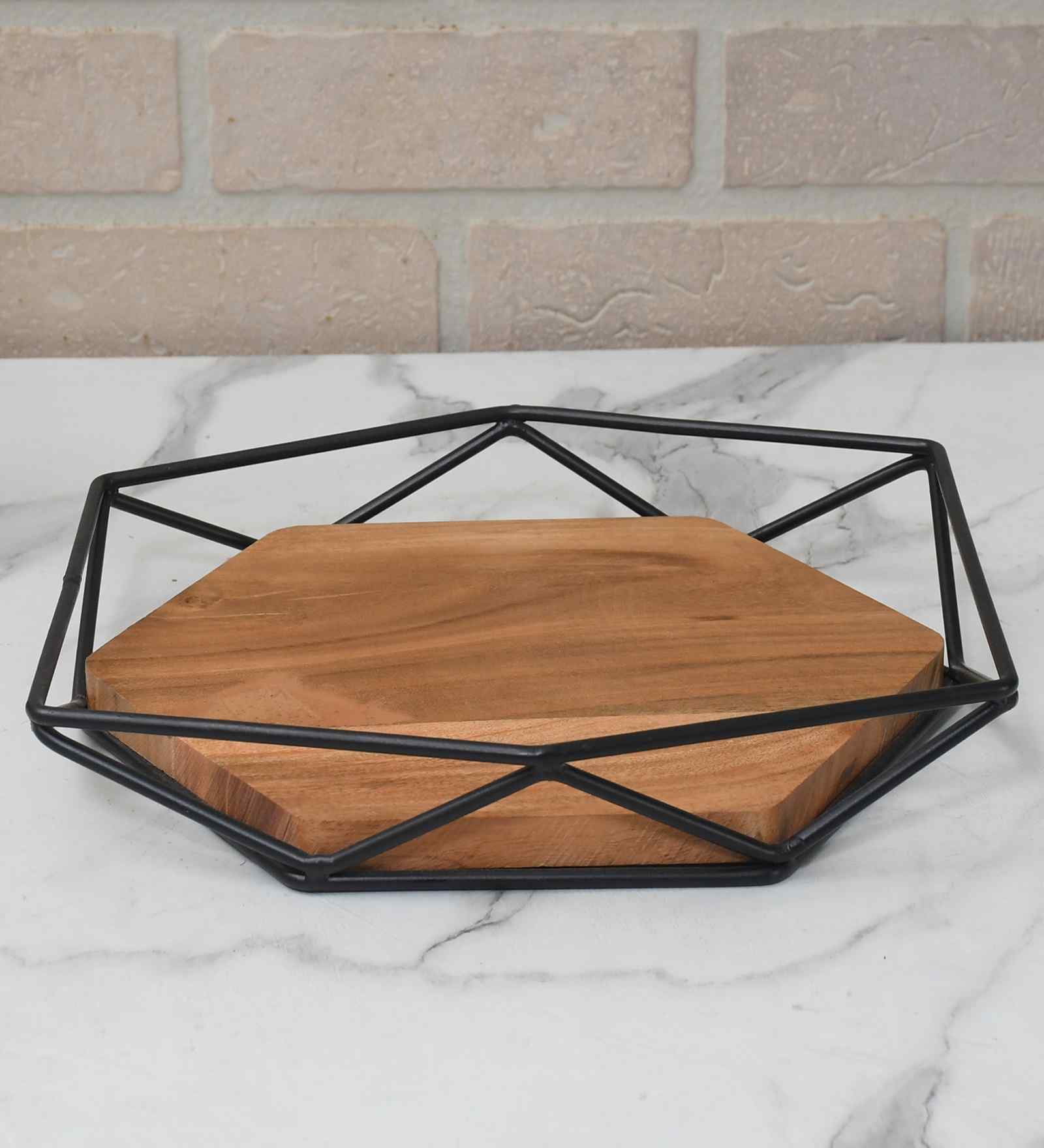 Hexa Wooden Tray Black