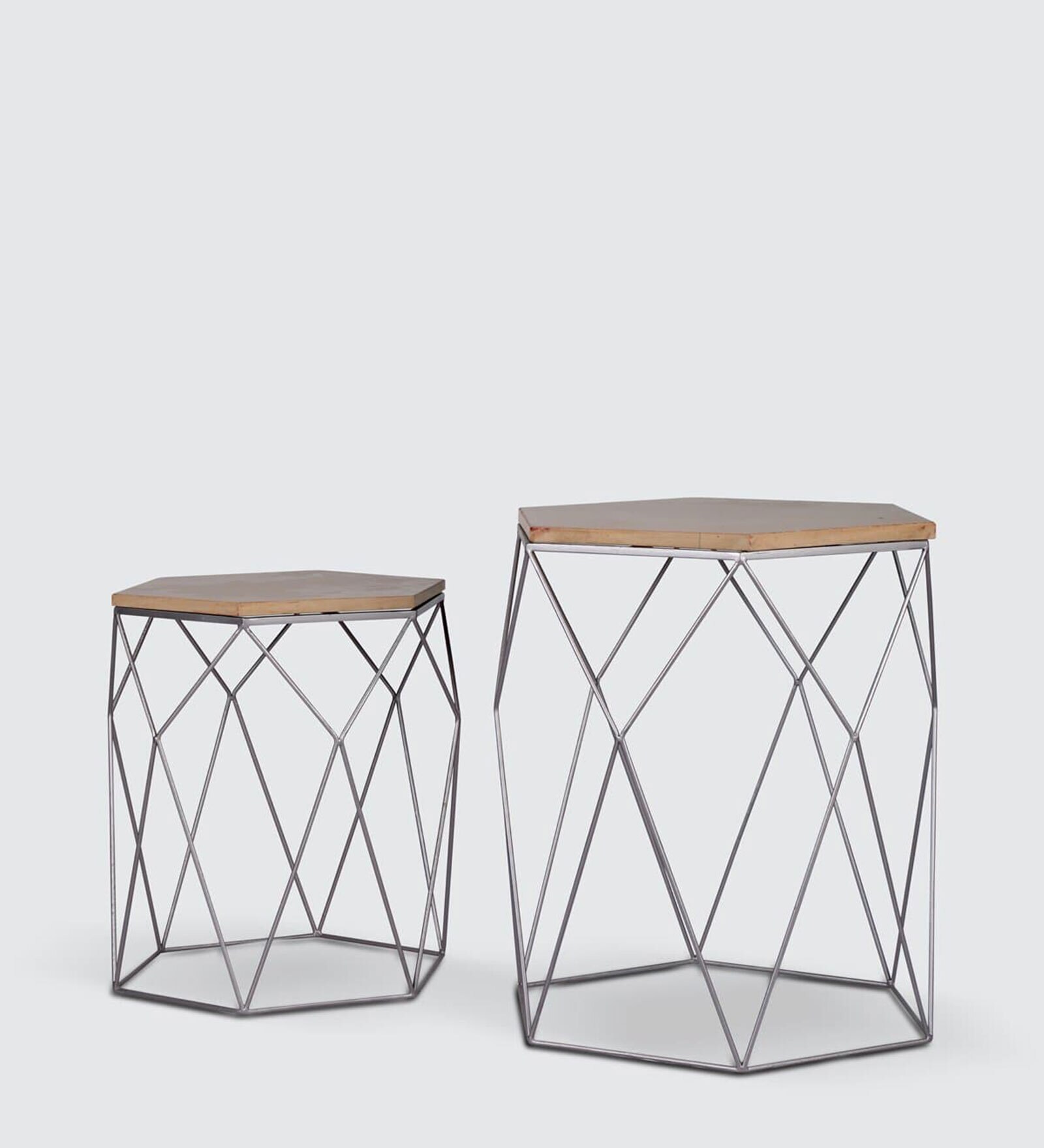 Hexagold Marble Nest of Tables In Metallic Finish (Set of 2)