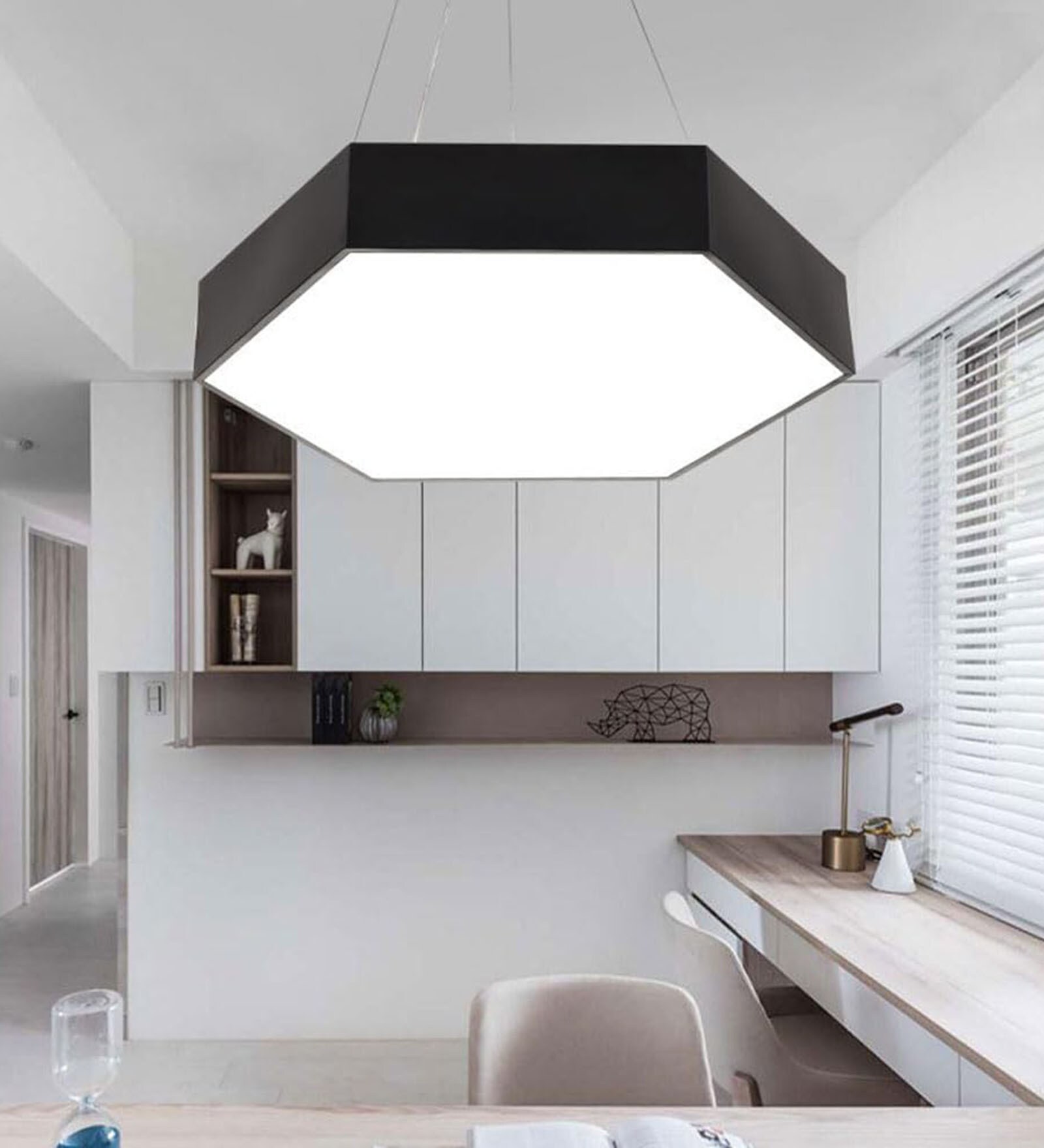 Hexagon 48W LED Ceiling Light Office & Gym Lighting 3 Color Modes