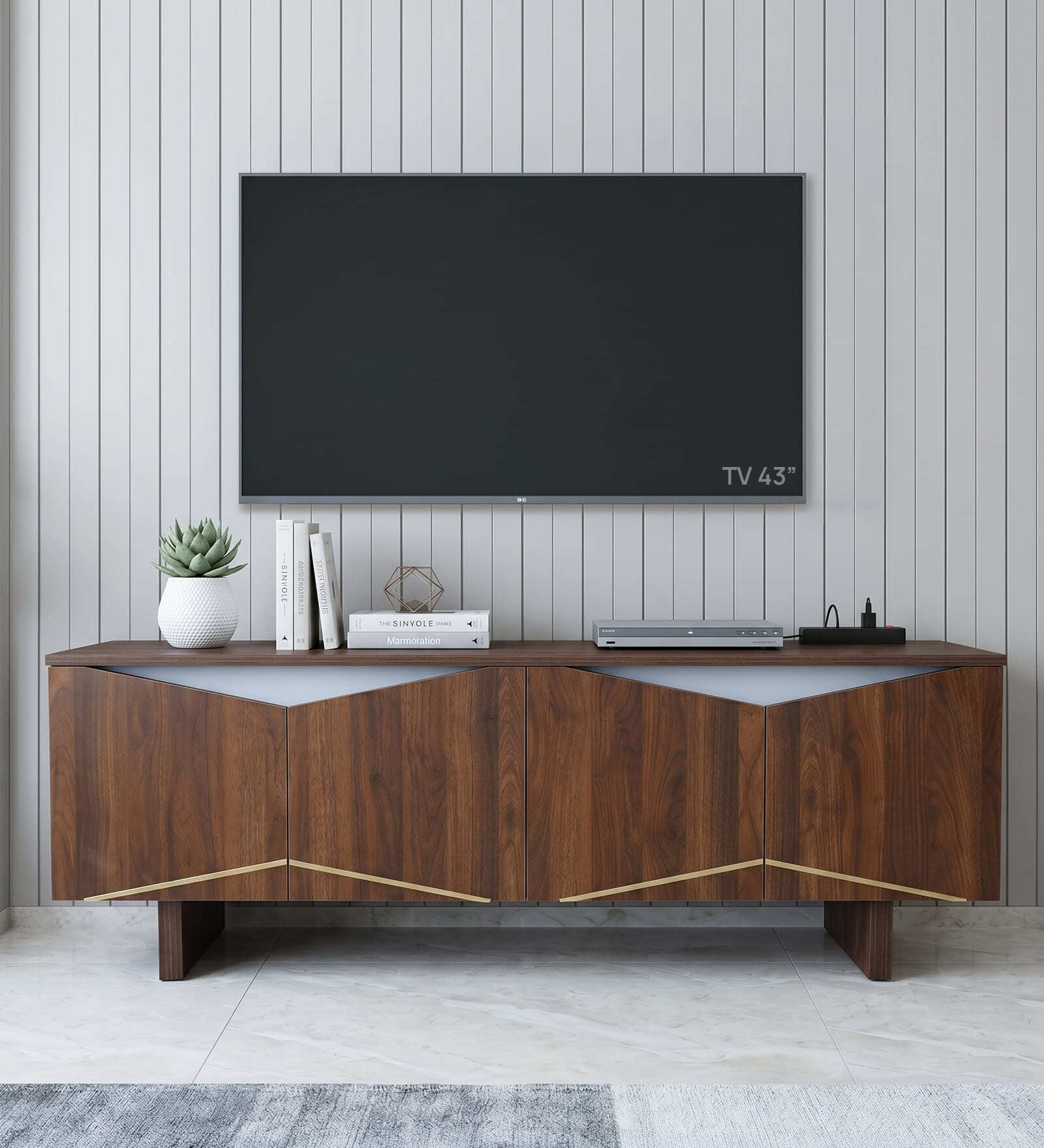 HexaLuxe TV Unit in Walnut finsh