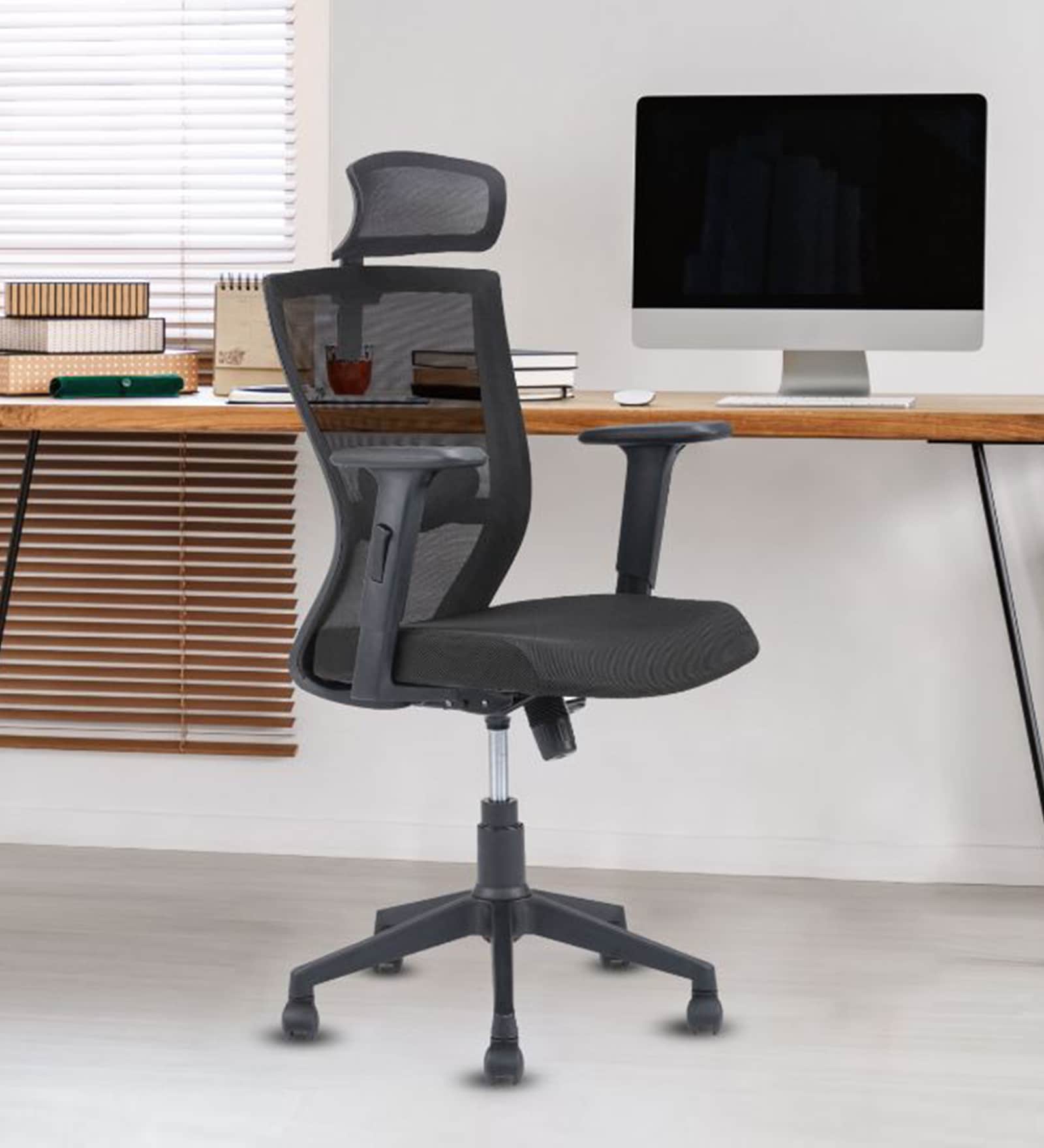 Hexon Pro Breathable Mesh  Ergonomic Chair in Black Colour with headrest