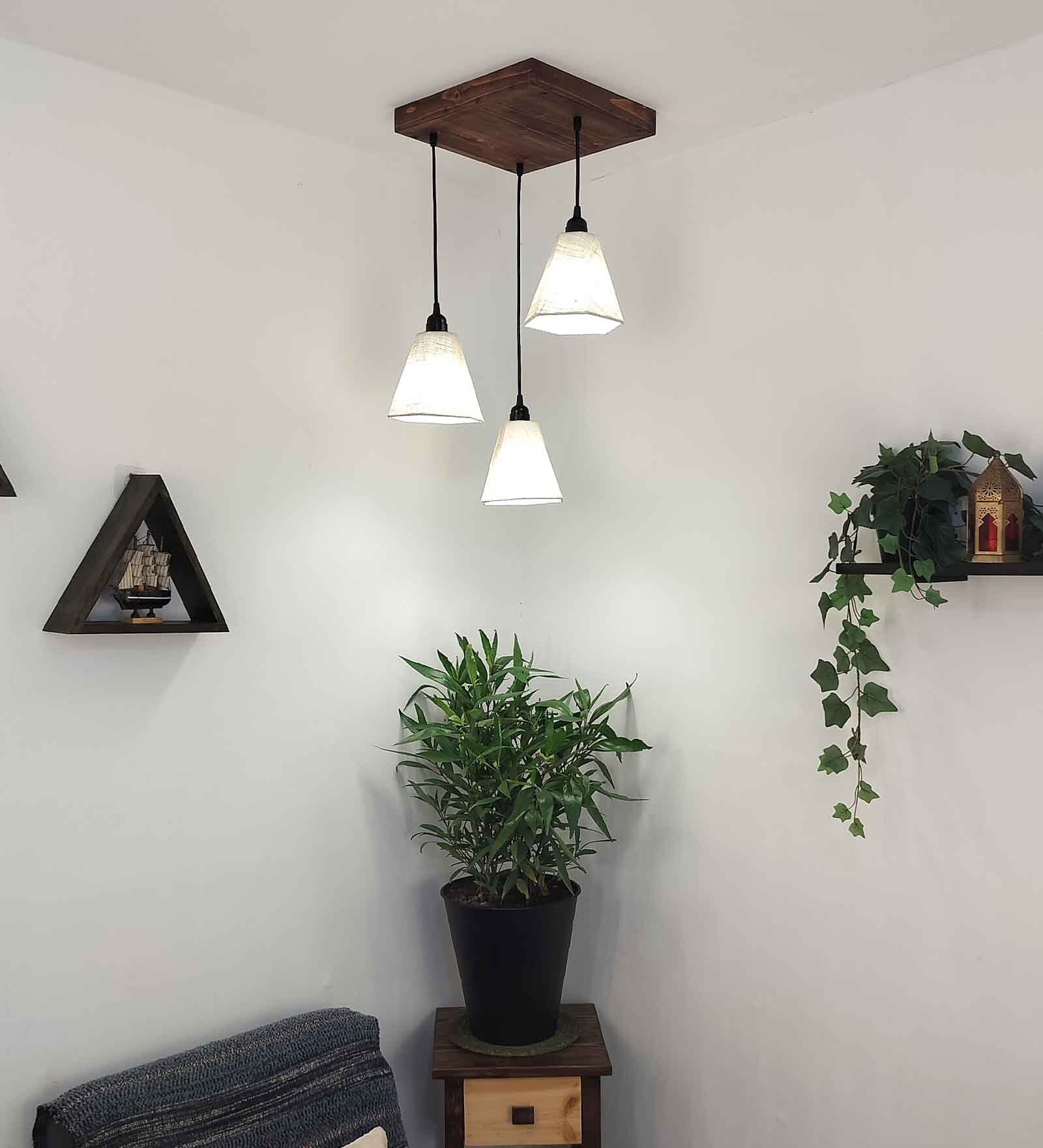 Hexspot Brown Wooden Cluster Hanging Lamp Hexspot Brown Wooden Cluster Hanging Lamp