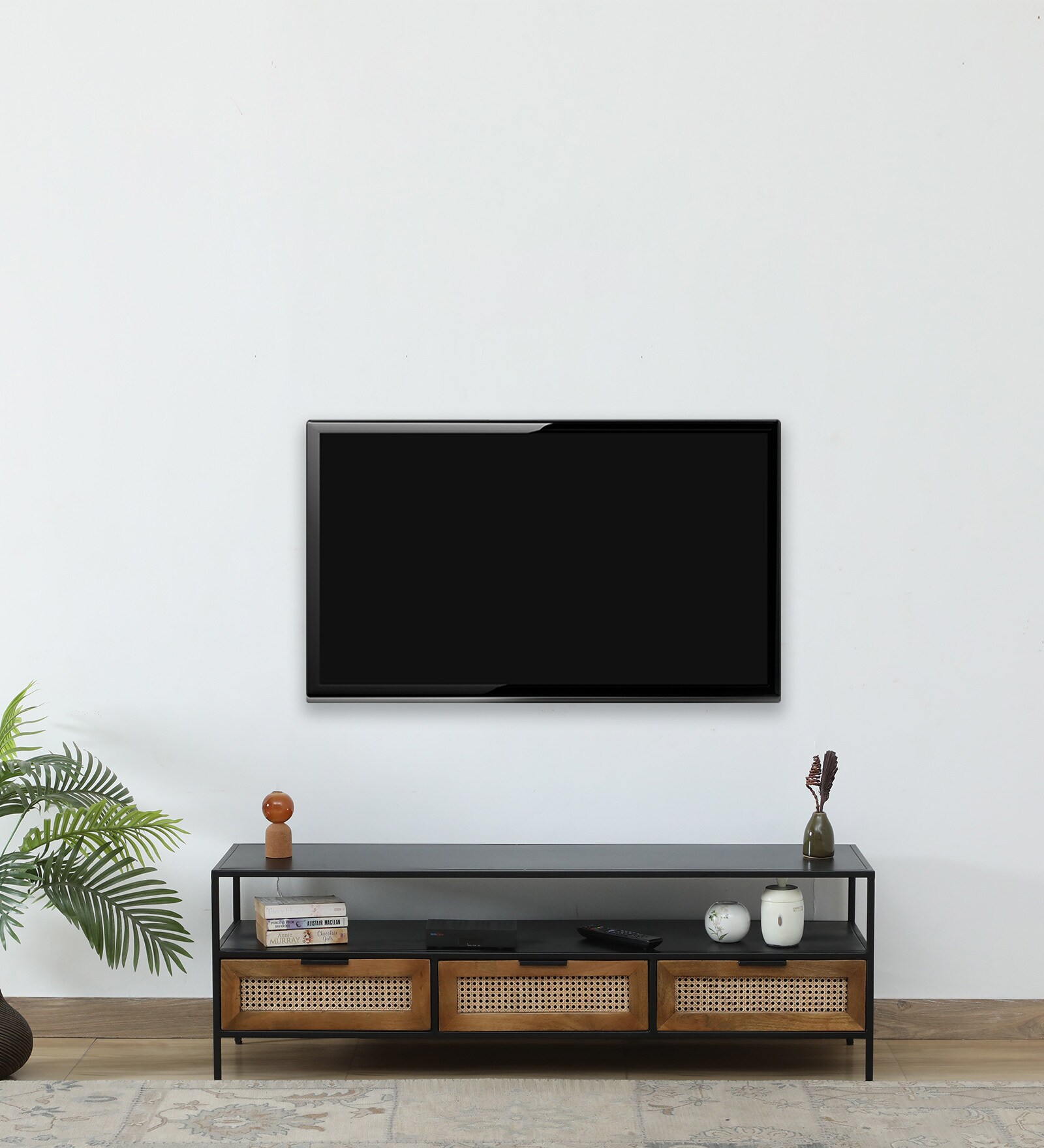 Heyen Metal TV Console In Black Colour