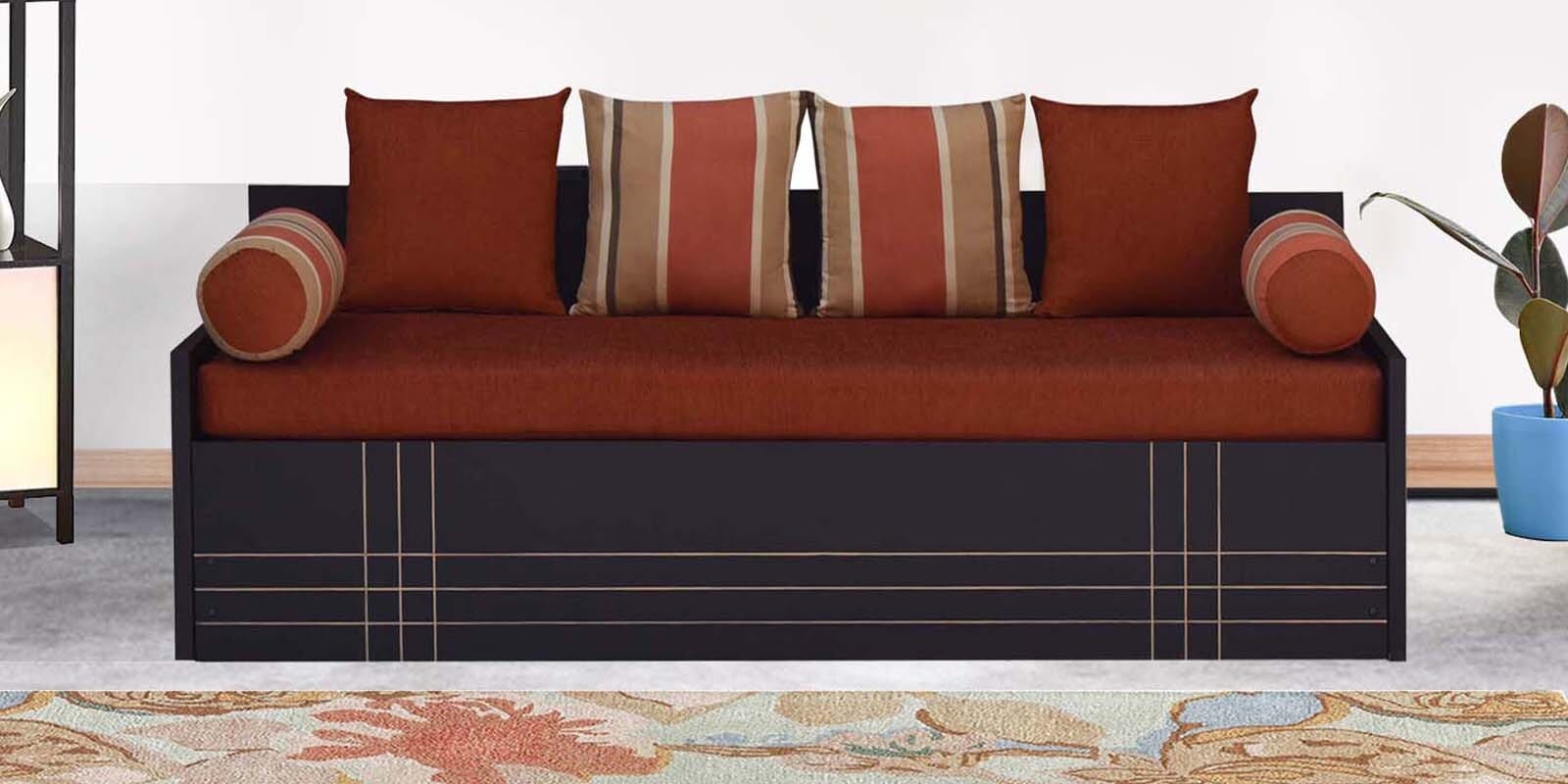 Hena Fabric Sofa Cum Bed in Rust & Brown Colour