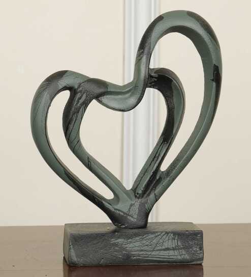 Heart Within Heart Green Resin Artifact