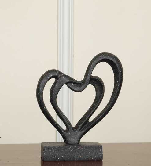 Heart Within Heart Black Resin Artifact