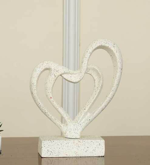 Heart Within Heart Resin Artifact (White)