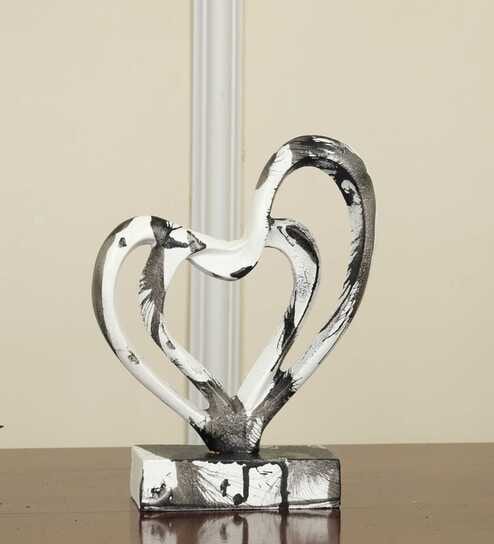 Heart Within Heart Resin Artifact (White)