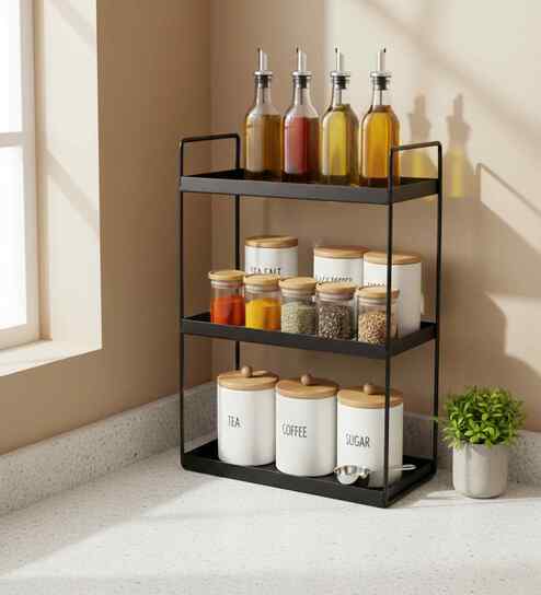 3-Tier Black Heavy Duty Metal Countertop Storage Rack
