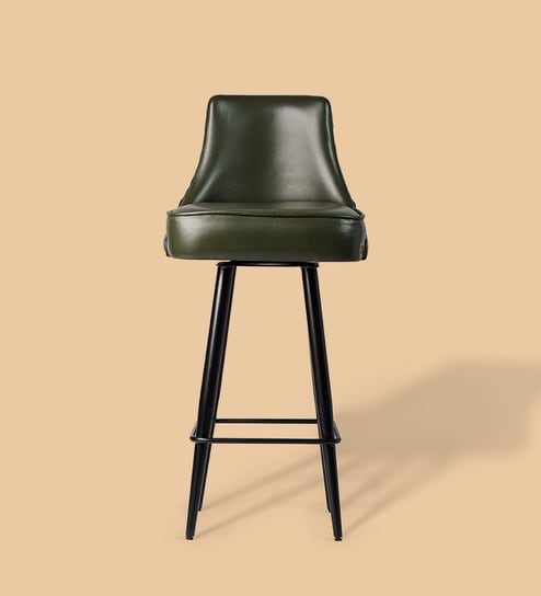 Heirloom Leather Bar Chair In Olive Green Colour