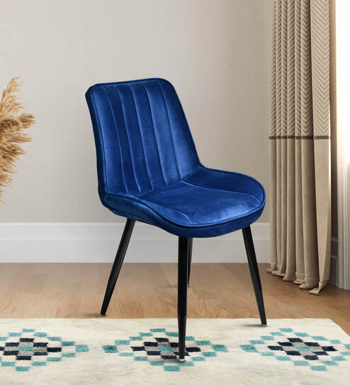 Helium Velvet Dining Chair in Blue Colour