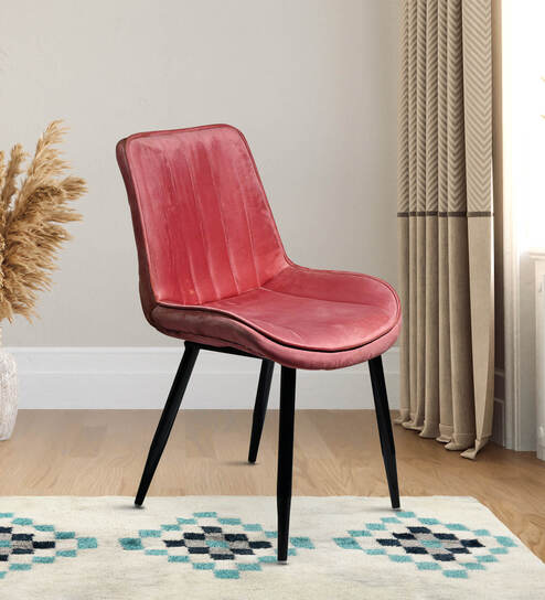 Helium Velvet Dining Chair in Pink Colour