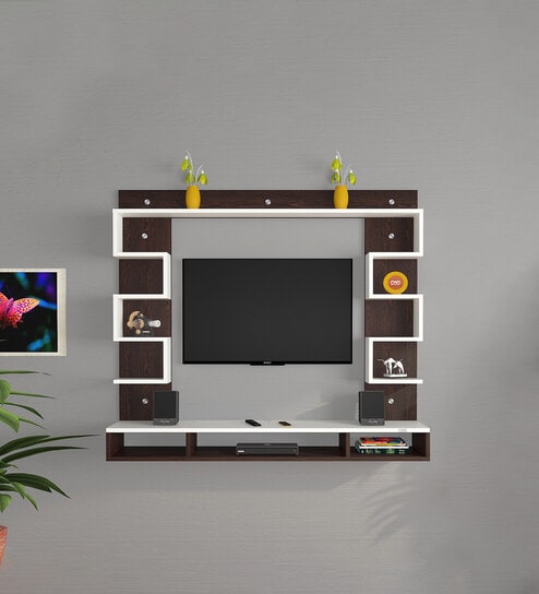 Buy Hubert TV Unit in Classic Walnut & Frosty White Finish for TVs up to  55\ at 52% OFF by Das